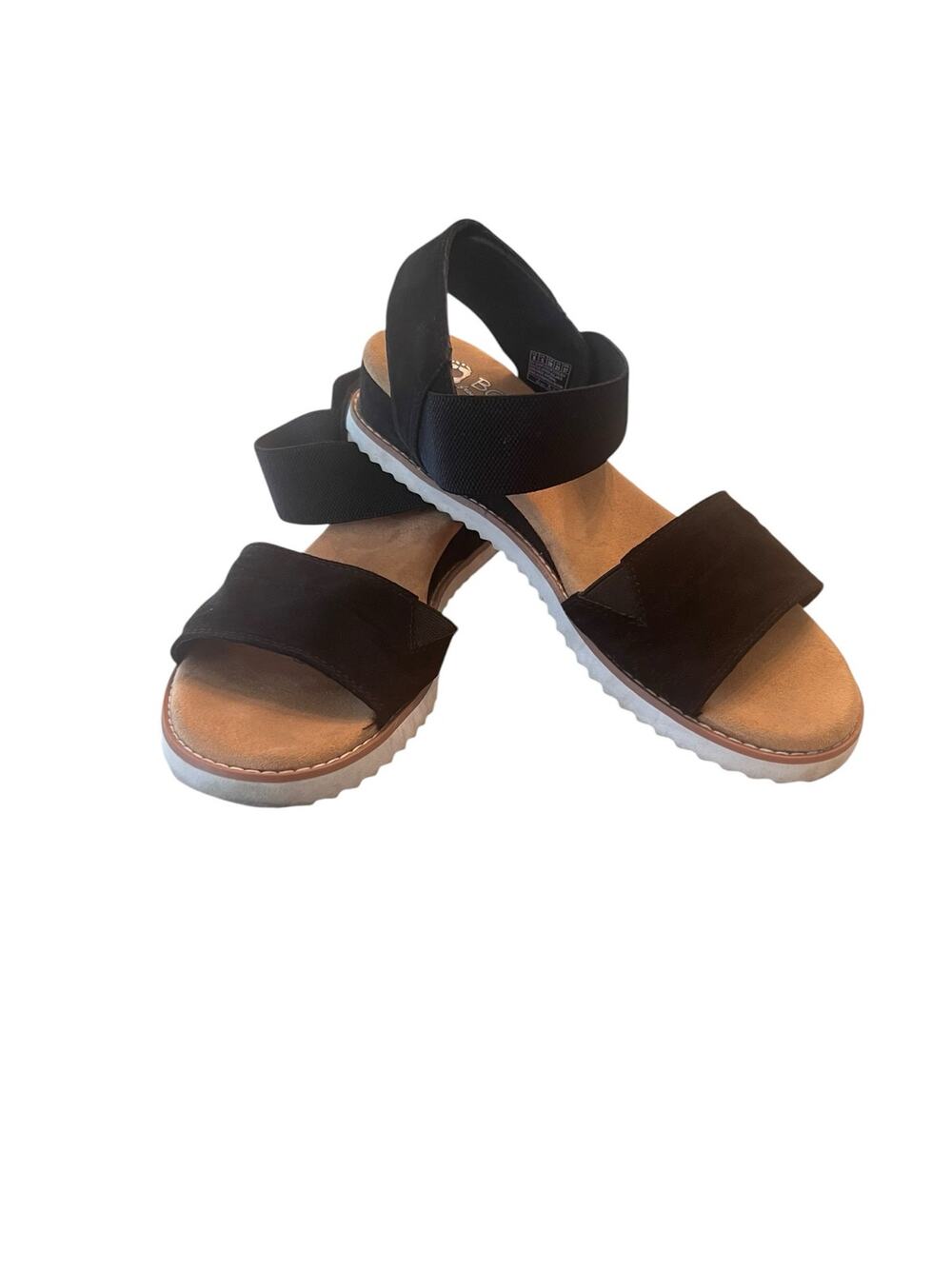 Skechers Bob's Women's 8W Black Desert Kiss Stretch Gorpcore Comfort Sandals